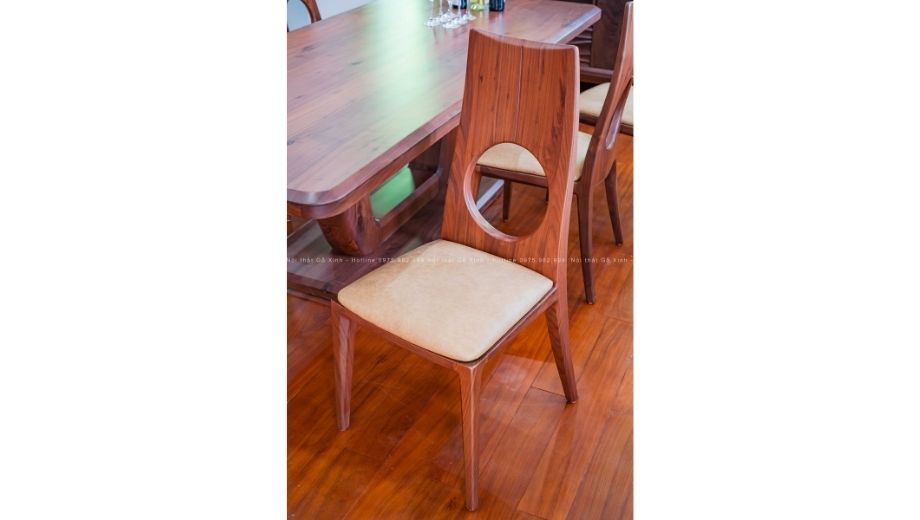 Bộ bàn ăn gỗ óc chó Keva thiết kế tối giản -5