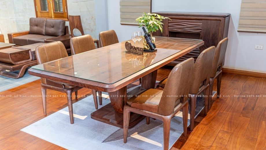 Bộ bàn ăn gỗ óc chó Lumi III BAOC06 - 4