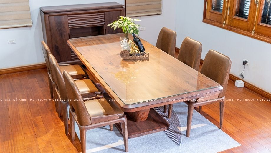 Bộ bàn ăn gỗ óc chó Lumi III BAOC06 - 5