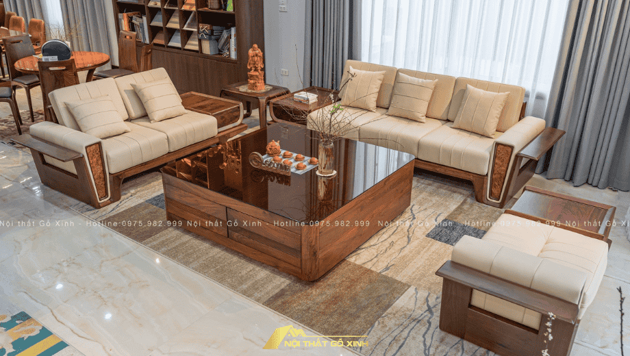SOFA GỖ ÓC CHÓ APUS SFOC16 – BÀN VUÔNG