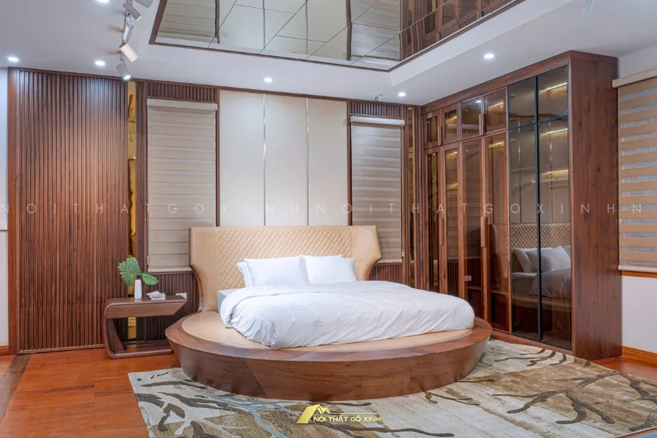 Giường ngủ gỗ óc chó đẹp mê hồn