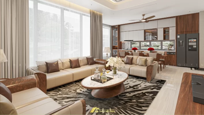 Nội thất gỗ óc chó phong cách hiện đại