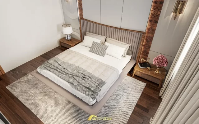Nội thất phòng ngủ gỗ óc chó diện tích lớn cảnh 4