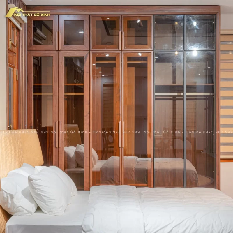 Tủ quần áo gỗ óc chó đẹp mê hồn