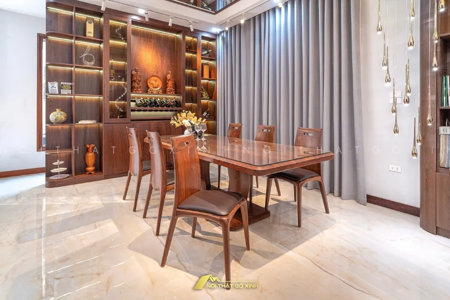 Bàn ăn gỗ óc chó đẹp