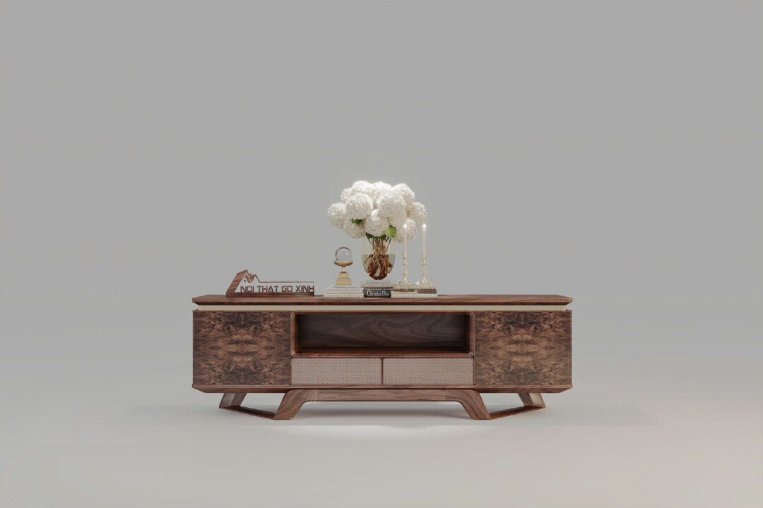 Báo giá kệ tivi gỗ óc chó đẹp, cao cấp, hiện đại nhất 2025