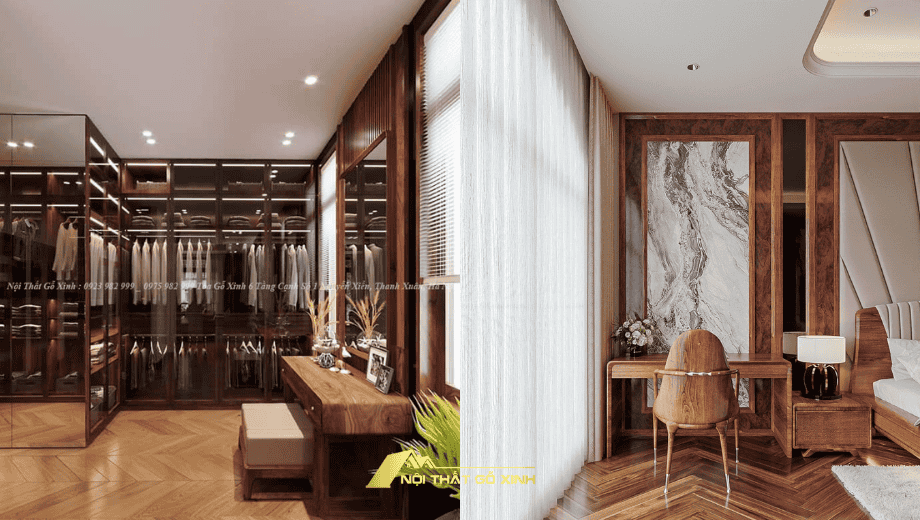 bàn trang điểm gỗ óc chó
