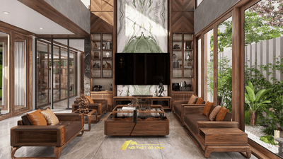 Đơn vị Thi công nội thất biệt thự gỗ óc chó