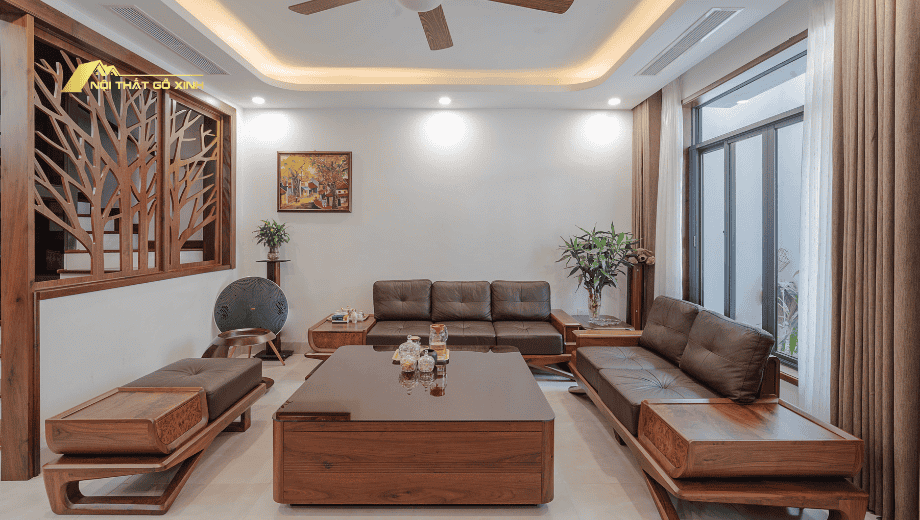 Các yếu tố ảnh hưởng đến báo giá thi công phòng khách gỗ óc chó