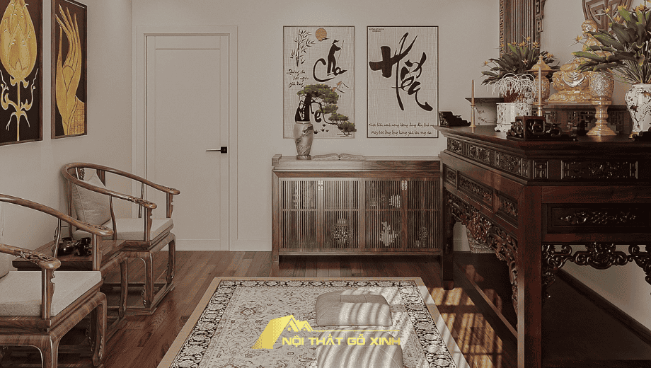 Hướng đặt bàn thờ gỗ óc chó giúp gia đạo bình an