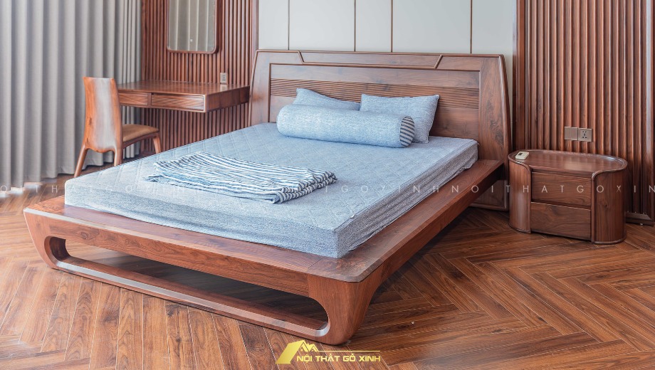 Thi công nội thất phòng ngủ gỗ óc chó