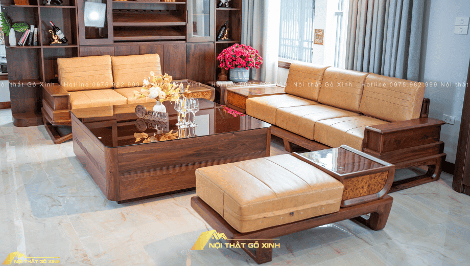 Vì sao sofa gỗ óc chó là lựa chọn lý tưởng cho phòng khách biệt thự?