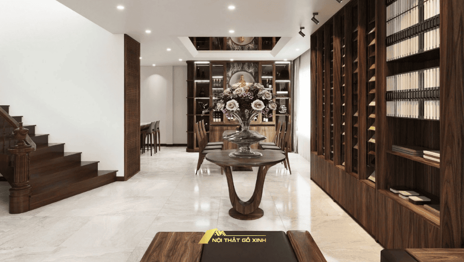 Ứng dụng gỗ óc chó trong thiết kế nội thất phòng khách