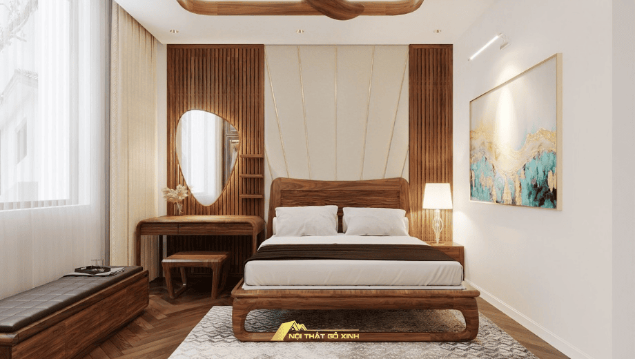 Tổng hợp các mẫu bàn trang điểm gỗ óc chó hot trend 2025