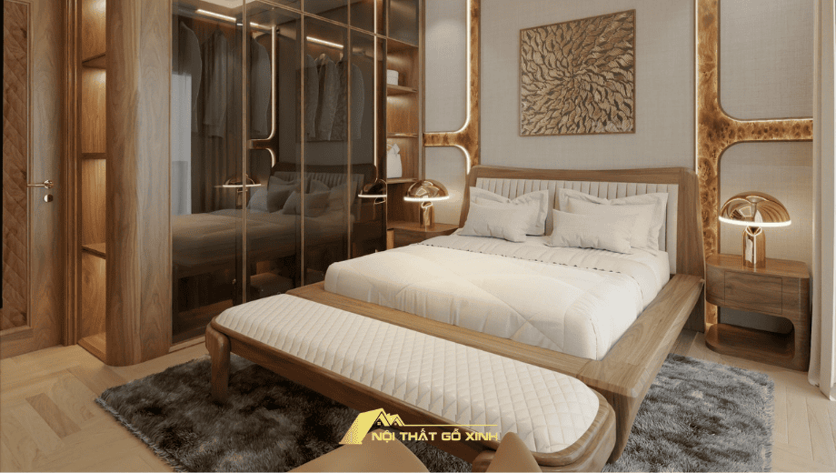 Táp đầu giường gỗ óc chó giúp phòng ngủ trở nên tiện nghi hơn