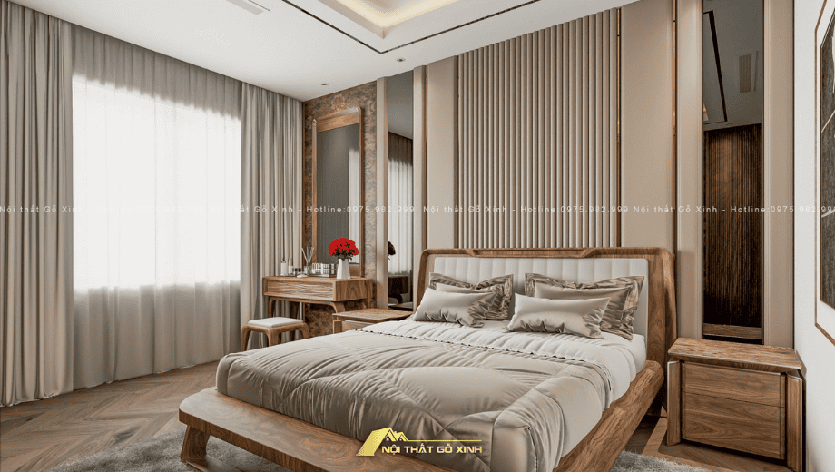 Các mẫu giường size King gỗ óc chó đẹp mê hồn