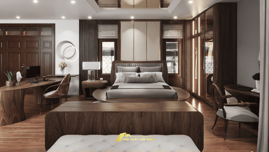 Các mẫu giường size King gỗ óc chó đẹp mê hồn