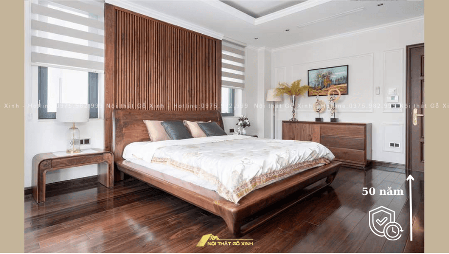 Các mẫu giường size King gỗ óc chó đẹp mê hồn