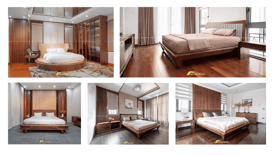 Tổng hợp các mẫu ảnh phòng ngủ gỗ óc chó đẹp, sang trọng
