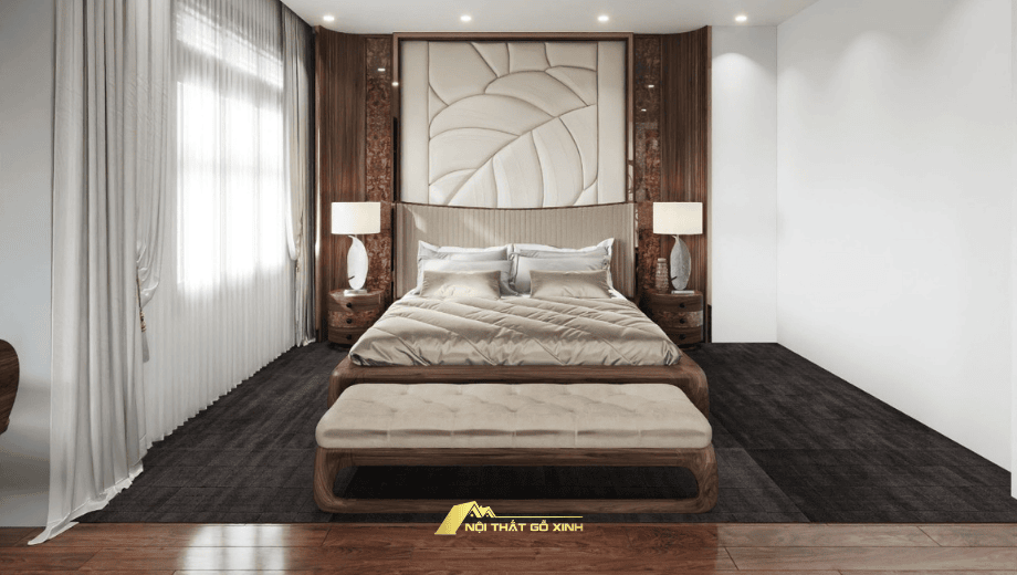 Các mẫu giường size King gỗ óc chó đẹp mê hồn