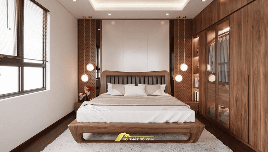 Các mẫu giường size King gỗ óc chó đẹp mê hồn