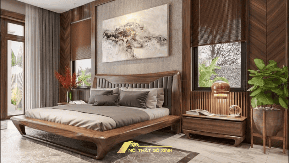 Táp đầu giường gỗ óc chó giúp phòng ngủ trở nên tiện nghi hơn