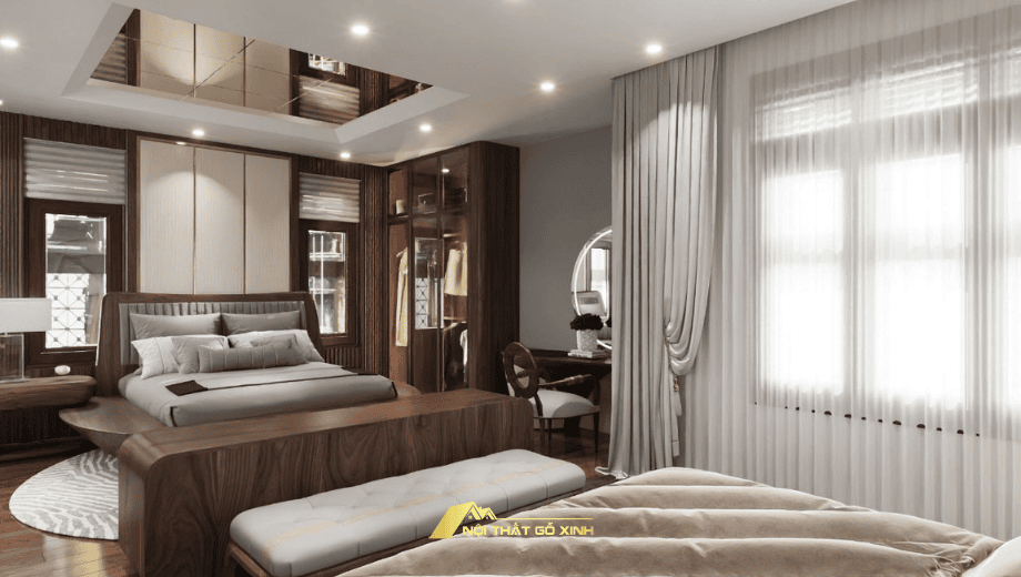 Các mẫu giường size King gỗ óc chó đẹp mê hồn