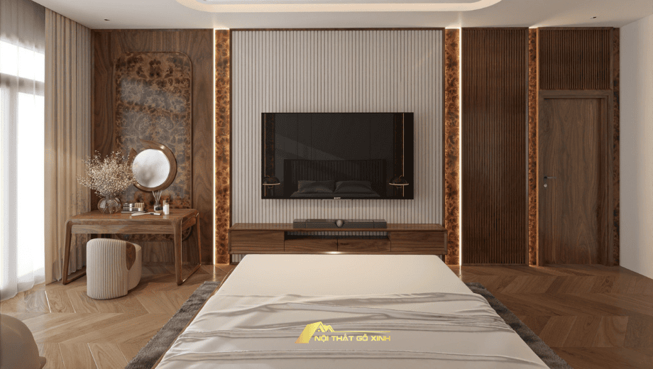 Các mẫu giường size King gỗ óc chó đẹp mê hồn