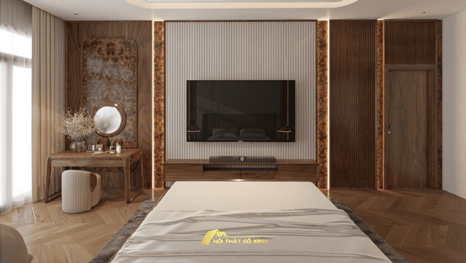 Tổng hợp các mẫu ảnh phòng ngủ gỗ óc chó đẹp, sang trọng