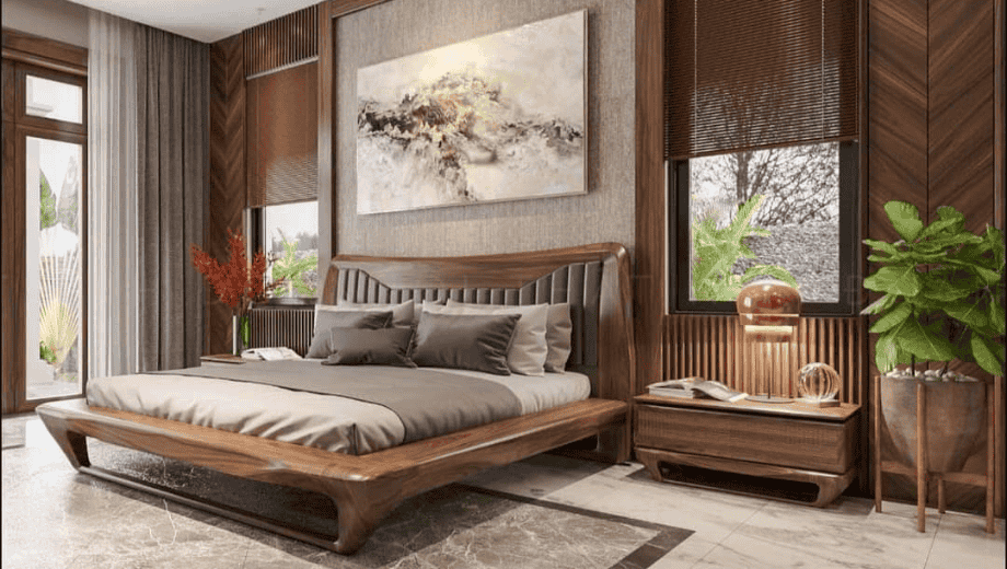 Tổng hợp các mẫu ảnh phòng ngủ gỗ óc chó đẹp, sang trọng