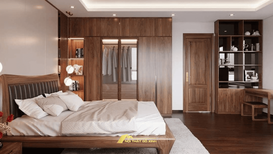 Tổng hợp các mẫu ảnh phòng ngủ gỗ óc chó đẹp, sang trọng