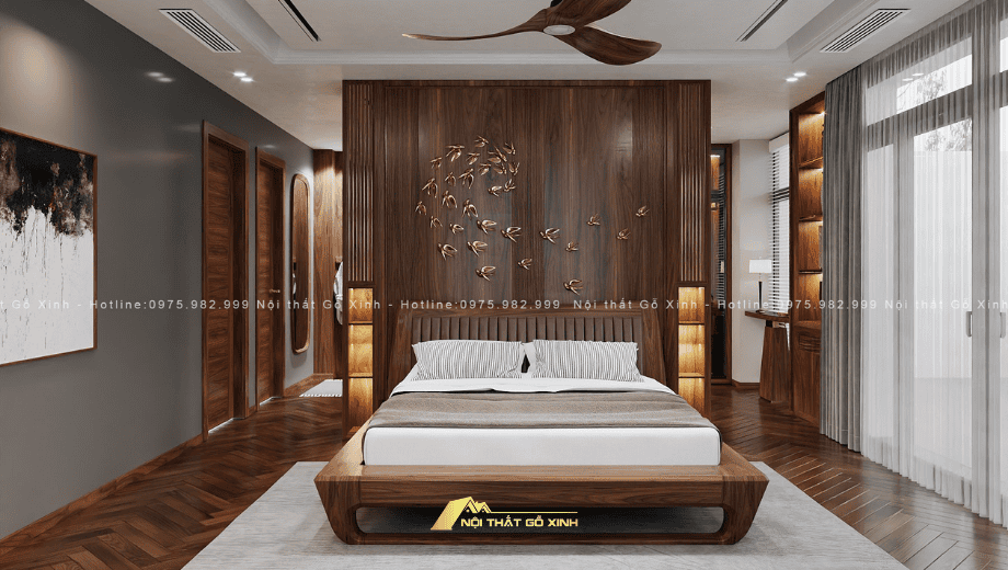 Tổng hợp các mẫu ảnh phòng ngủ gỗ óc chó đẹp, sang trọng