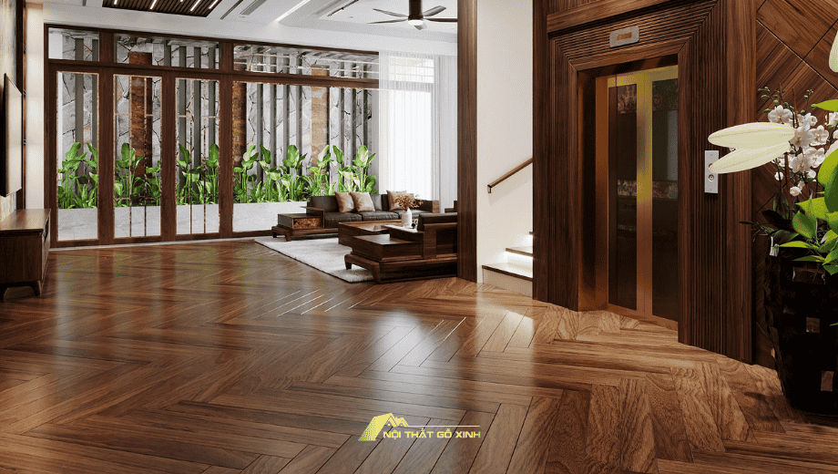 Ứng dụng gỗ óc chó trong thiết kế nội thất phòng khách
