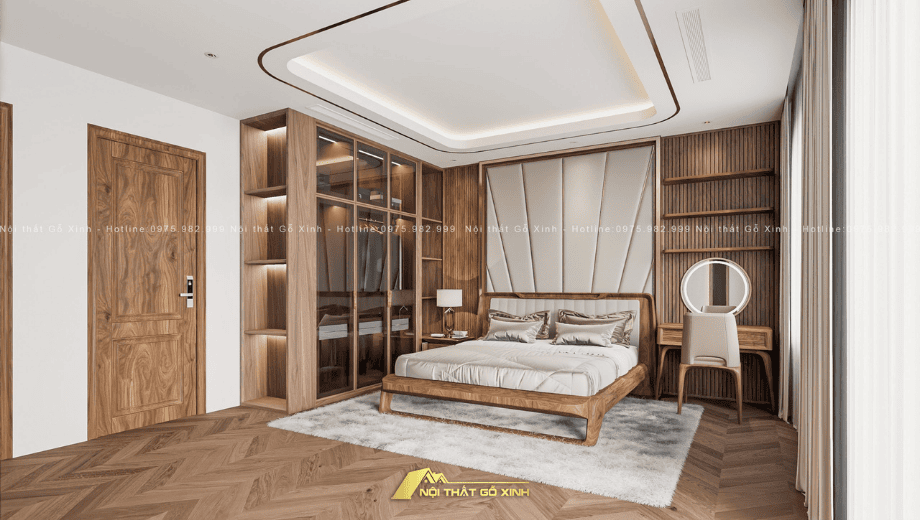 Tổng hợp các mẫu bàn trang điểm gỗ óc chó hot trend 2025