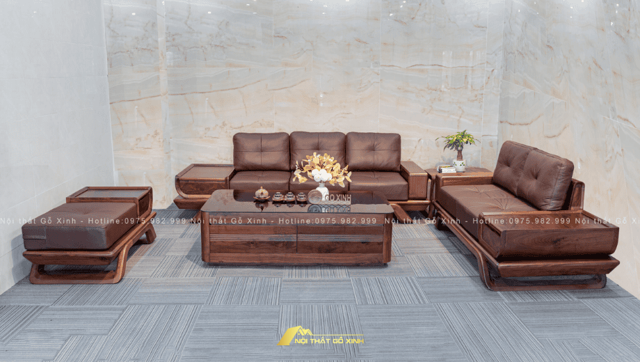 Sofa gỗ óc chó Luksa SFOC18 bền đẹp