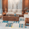 Sofa gỗ óc chó Vela II SFOC14 nệm da đẹp