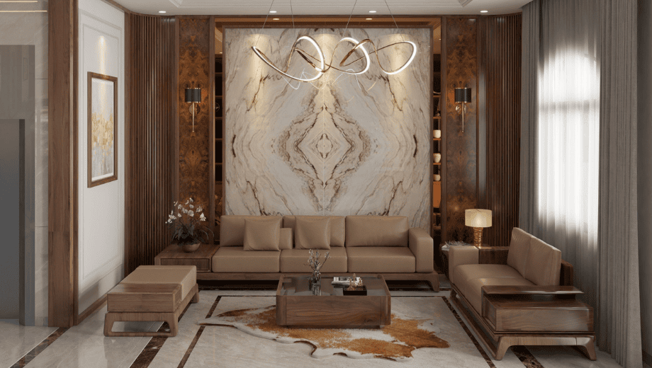Sofa gỗ óc chó bọc nỉ cao cấp