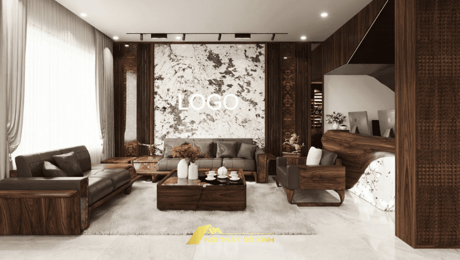 Sofa gỗ óc chó tối giản phong cách Bắc Âu
