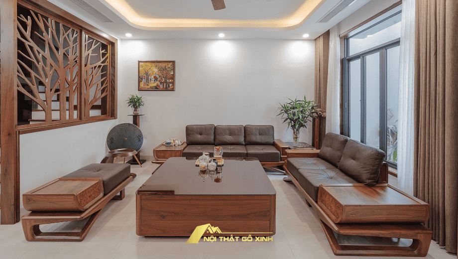 Thiết kế sofa gỗ óc chó theo yêu cầu của khách hàng