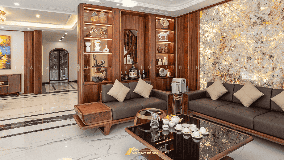 Bàn trà chân trụ tròn