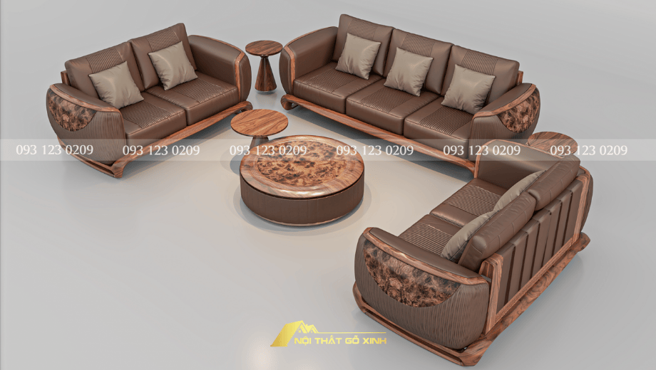 Mẫu sofa gỗ óc chó đẹp cho biệt thự cao cấp