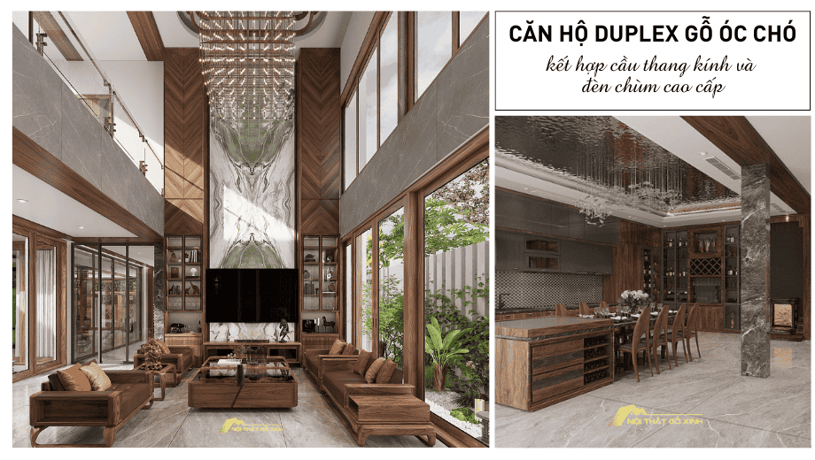 Căn hộ duplex gỗ óc chó