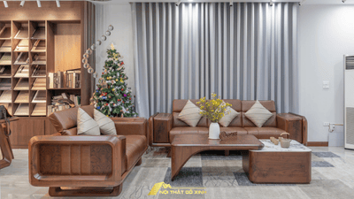 Sofa gỗ óc chó cho biệt thự – Nên chọn kiểu dáng nào?