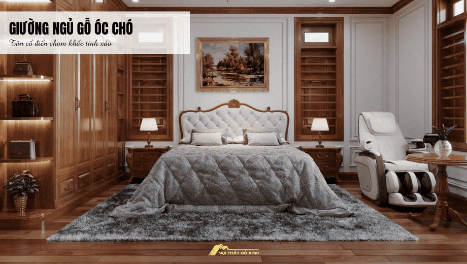 Giường tân cổ điển chạm khắc tinh xảo