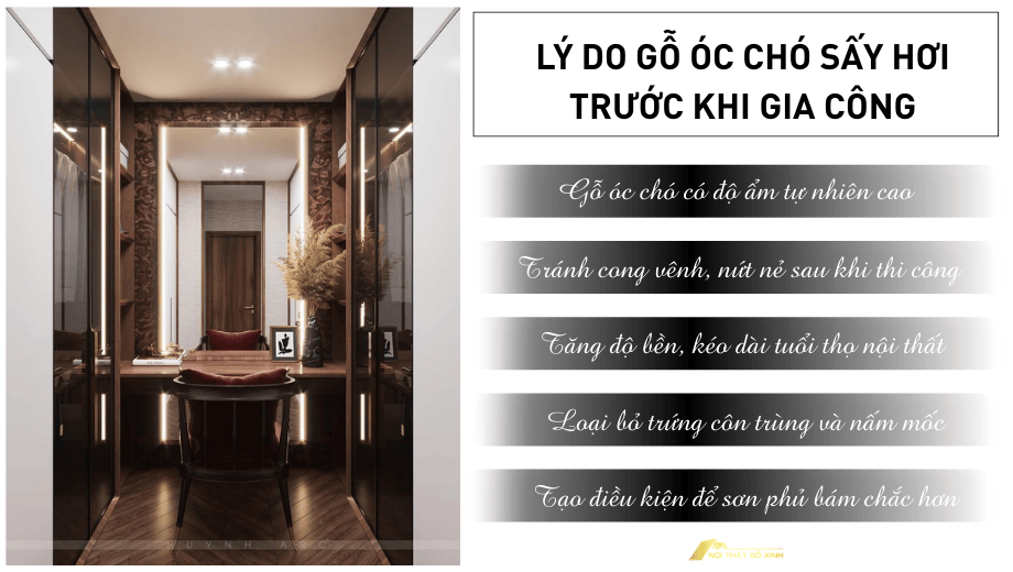 Lý do gỗ óc chó phải sấy hơi trước khi gia công