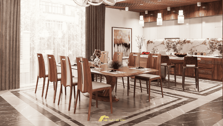 Mẫu thiết kế bếp và phòng ăn hài hòa phong thủy