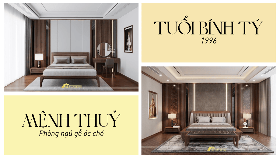 Thiết kế phòng ngủ hợp mệnh Thủy với gỗ óc chó