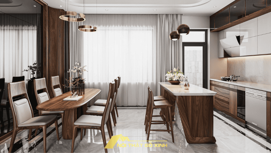 Tận dụng ánh sáng để làm nổi bật nội thất gỗ óc chó
