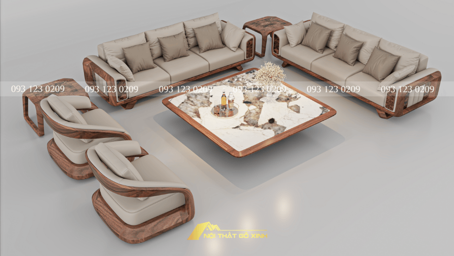Thiết kế sofa gỗ óc chó đẹp tại Gỗ Xinh