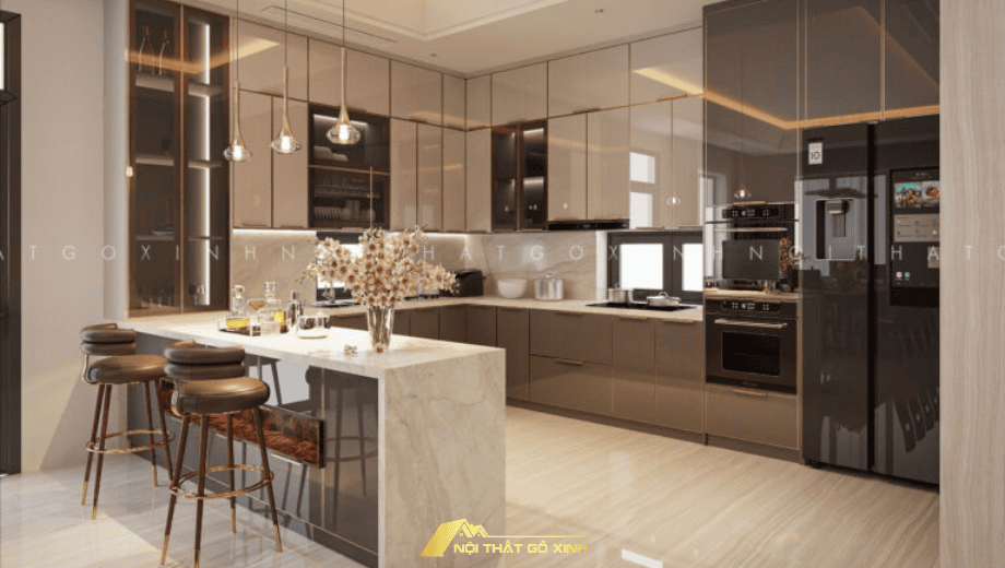Ứng dụng thực tế của quầy bar gỗ óc chó trong không gian sống hiện đại